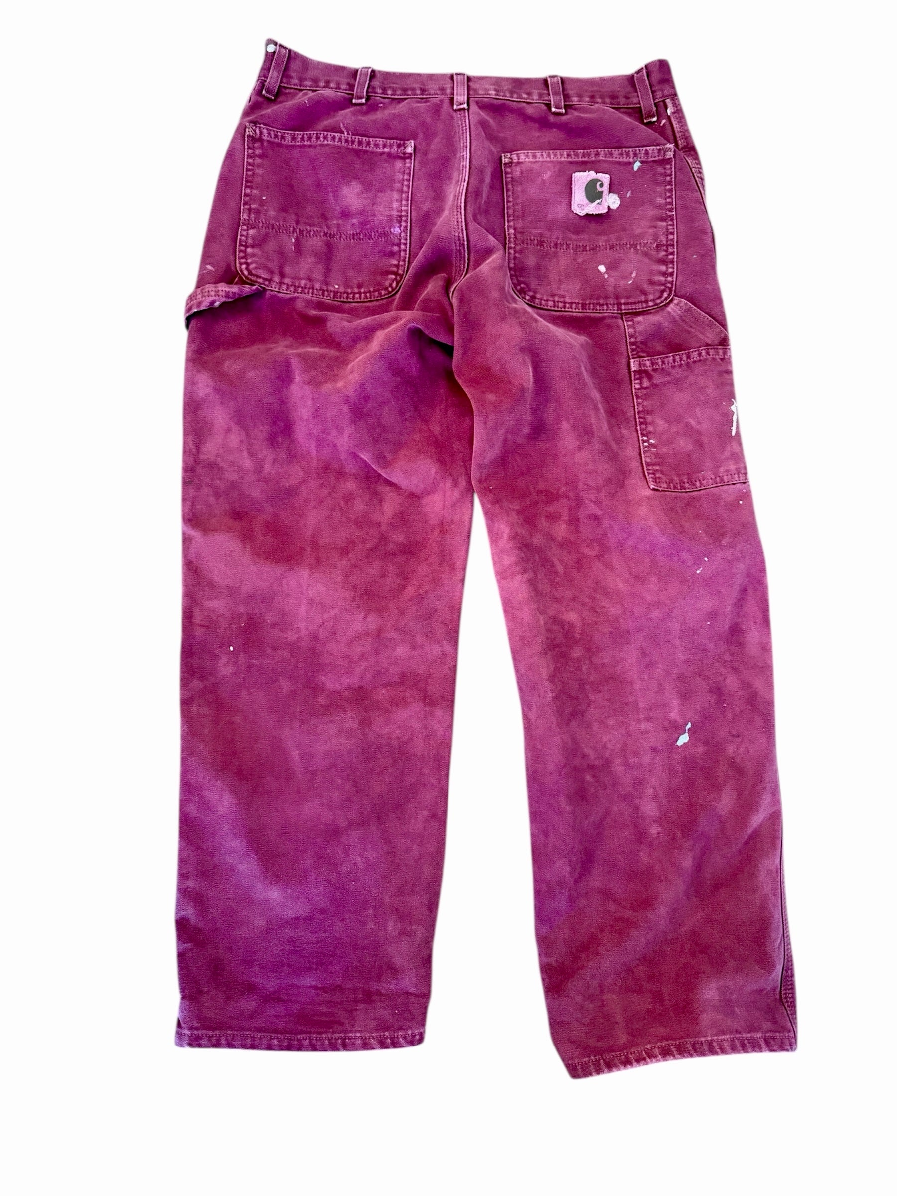 TRVLR Hand Dyed Burgundy Mural Painting Carhartt Work Pant  34 x30