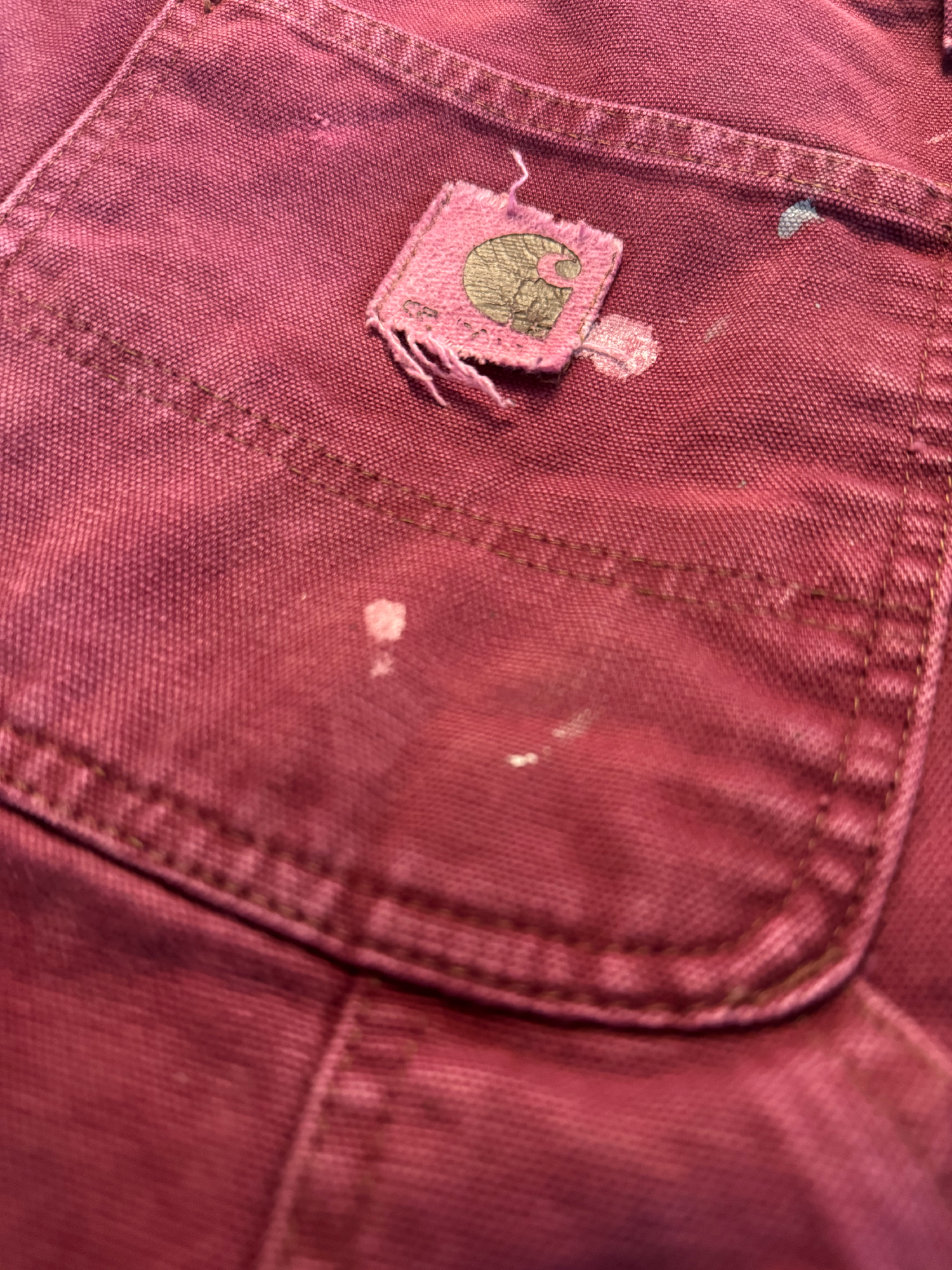 TRVLR Hand Dyed Burgundy Mural Painting Carhartt Work Pant  34 x30