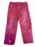 TRVLR Hand Dyed Burgundy Mural Painting Carhartt Work Pant  34 x30