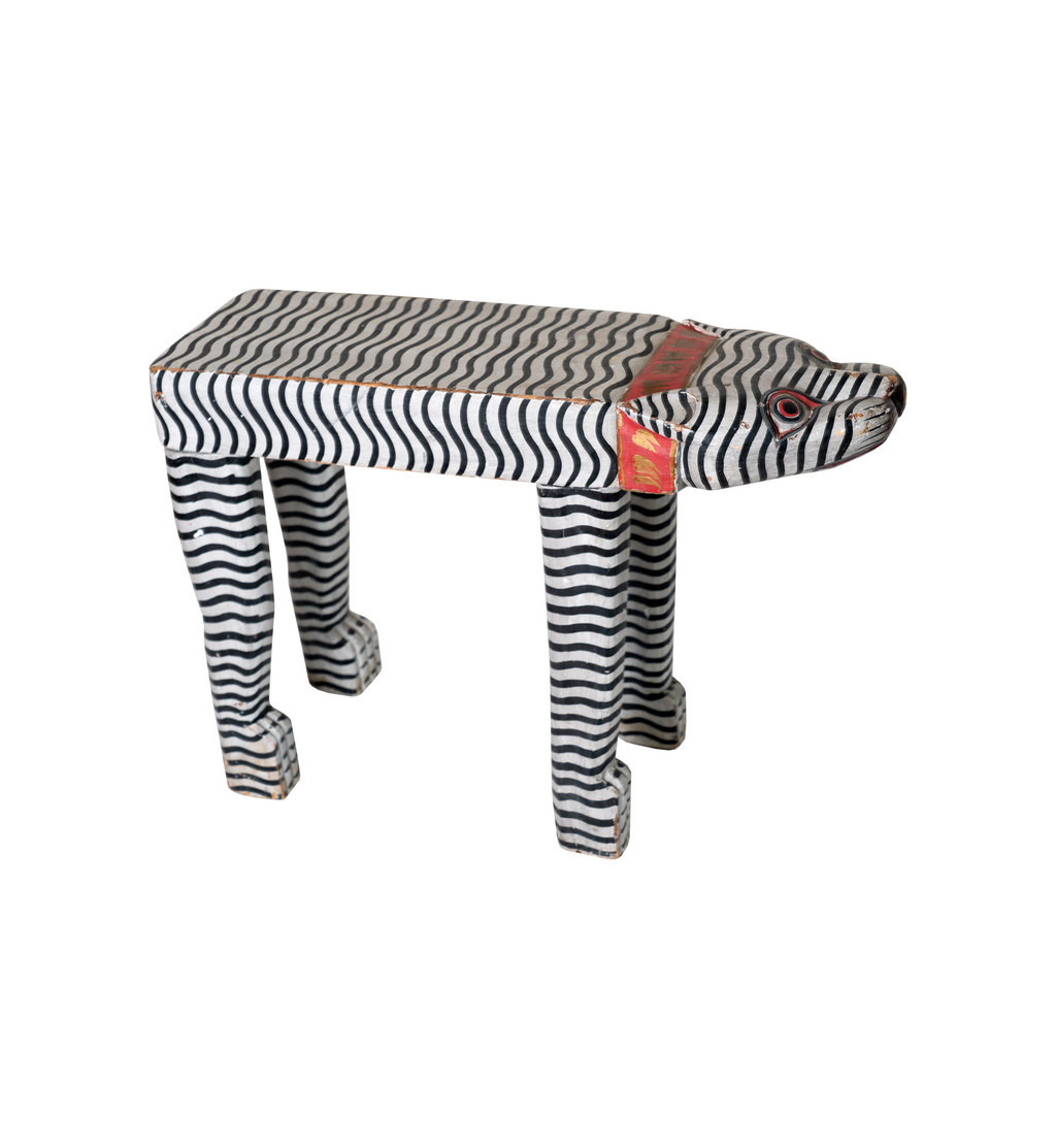 Indonesian Wood Painted Cat Bench 1982 ~ Sans Tail